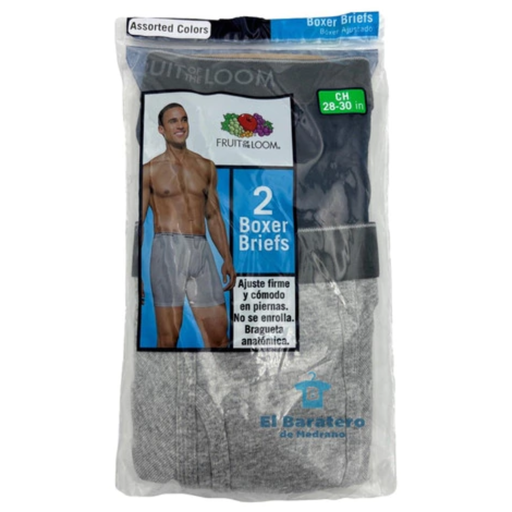 CAB BOXER FRUIT OF THE LOOM BRIEFS GRIS/NEGRO 2P BB7601M