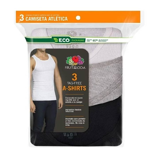 CAB CAMISETA FRUIT OF THE LOOM ARCA GRIS/NEGRO 3P 261CM
